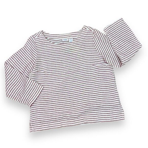 Sigrid Olsen Striped Linen Popover Shirt White Red Small - Picture 11 of 11